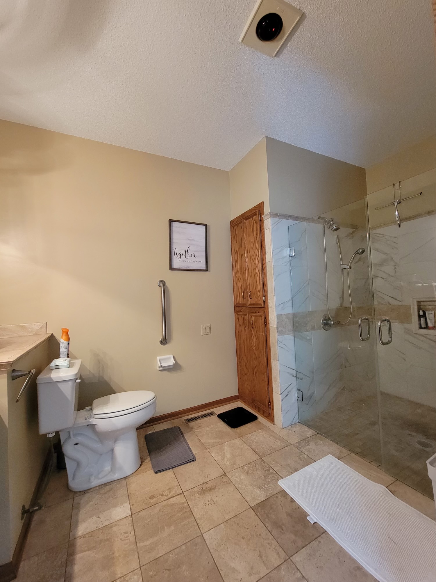 Spacious bathroom with walk-in shower